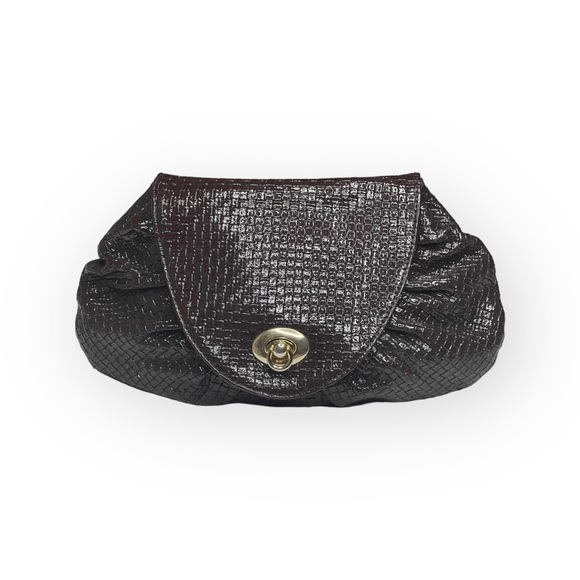Goldenbleu ♛ Katie Woven Clutch Handbag Evening Bag ♛ Amethyst Patent Leather ♛ - Picture 2 of 16